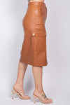 Faux Leather Cargo Skirt