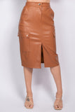 Faux Leather Cargo Skirt