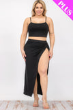 Curvaceous Thigh High Split Skirt Set