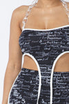 Mesh Word Print Halter Set