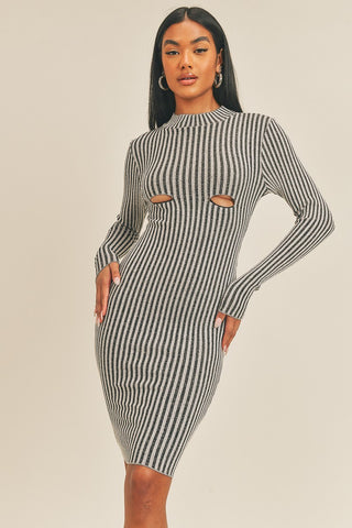 Stripe and Peek Midi Dress