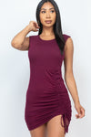 Ruched Mini Dress w/ Shoulder Pads