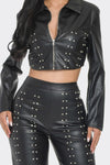 Leather & Diamond Baddie Pants Set